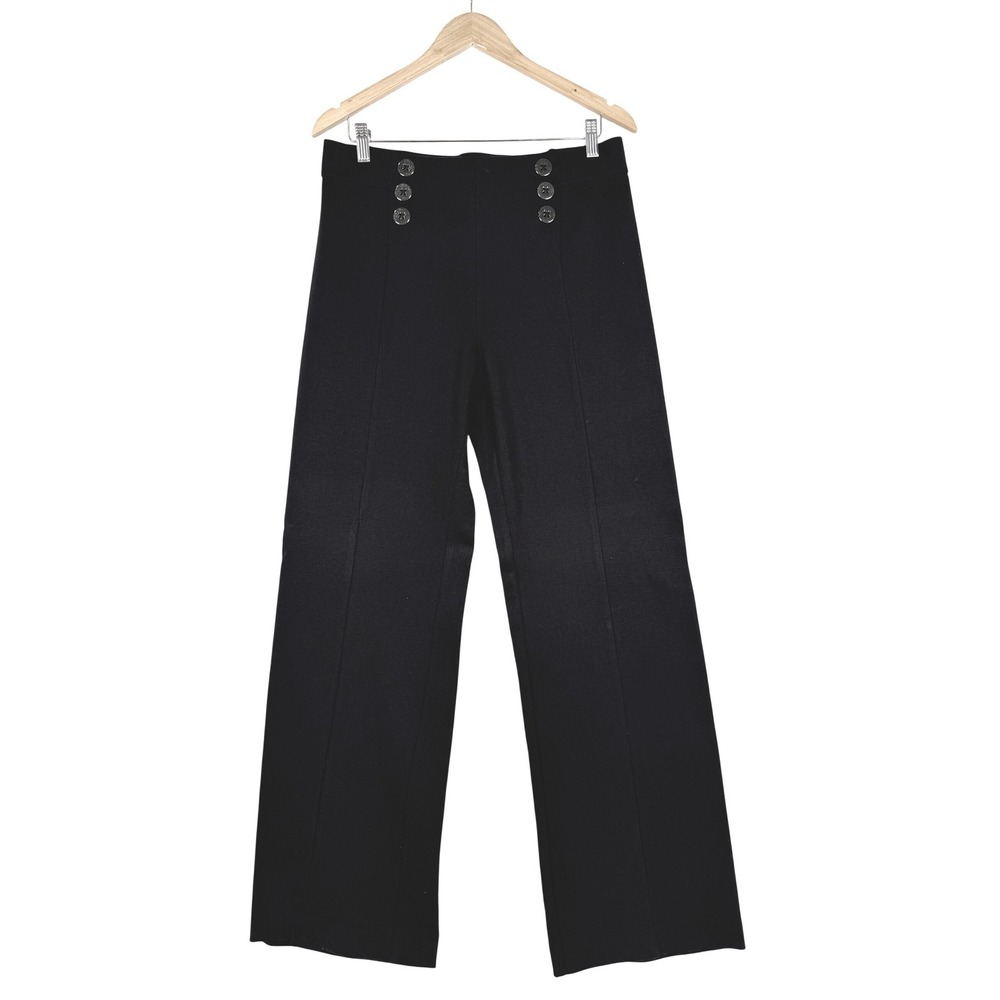 Philosophy Republic Clothing Black Sailor Button Wide Leg Palazzo Pants Size L‎